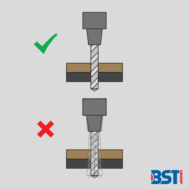 Make sure to use the exact drill bit, and try not to wobble while drilling. Correct hole size is a must, because even a small increase in hole size can mean reduced holding strength.
