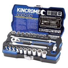Kincrome Lok-On 24pce AF/Metric 1/4" Dr Socket Set Std (4 - 13MM, 3/16" - 1/2") K27001