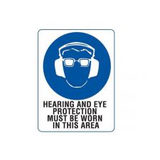 Sign - Hearing & Eye Protection 600x450mm Metal