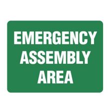 Sign Emergency Assembly Area 600x450mm Metal