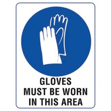 Safety Sign 'Gloves Must Be Worn' 300x225mm Metal