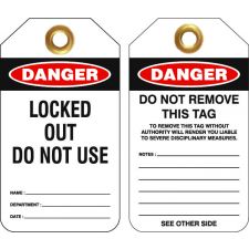 Heavy Duty PVC Tags - 'Danger Locked Out Do Not Use' (25/pk) UDT308