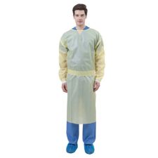 Level 4 Ultra Yellow PP/PE Fluid Resistant Clinical Isolation Gown with Knitted Cuff 